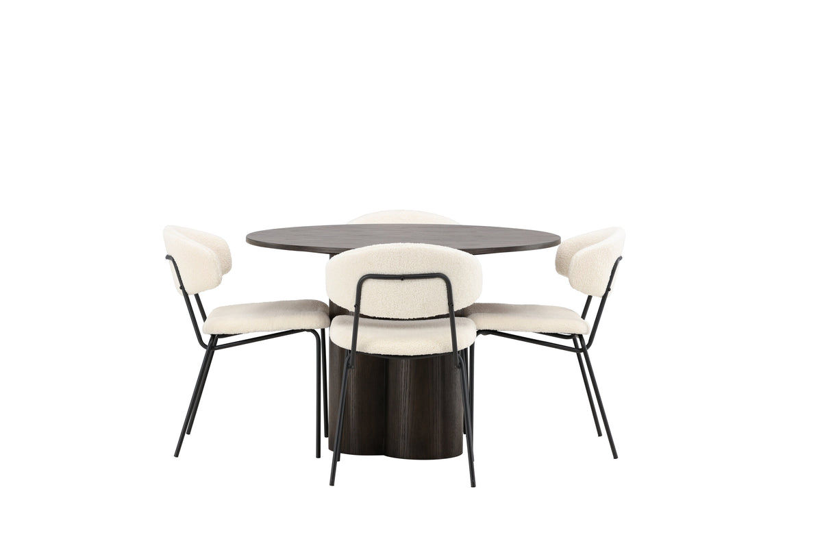 Olivia Matbord med Chico Stolarna – Bord: ⌀110 Stol: 57x79x50