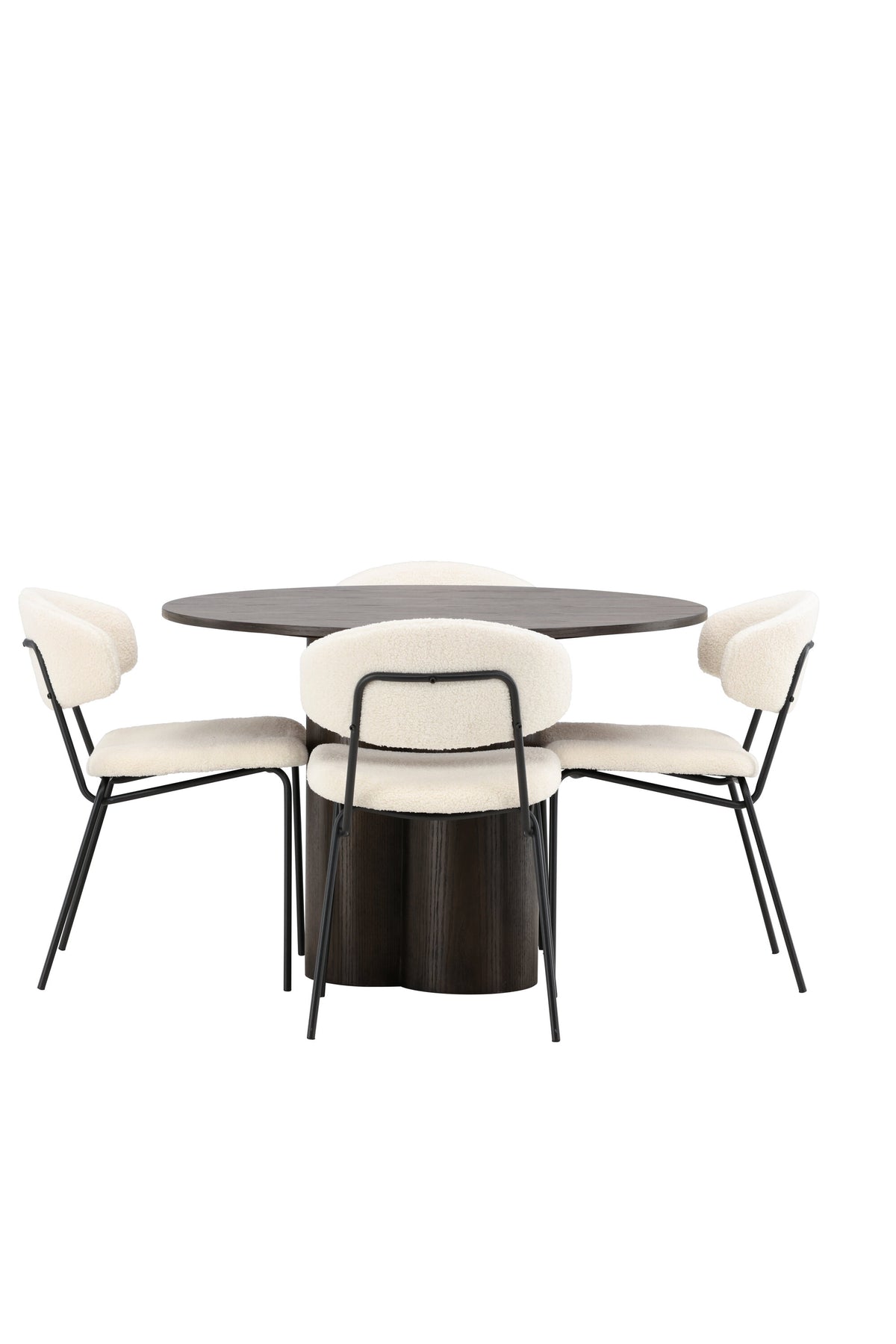 Olivia Matbord med Chico Stolarna – Bord: ⌀110 Stol: 57x79x50