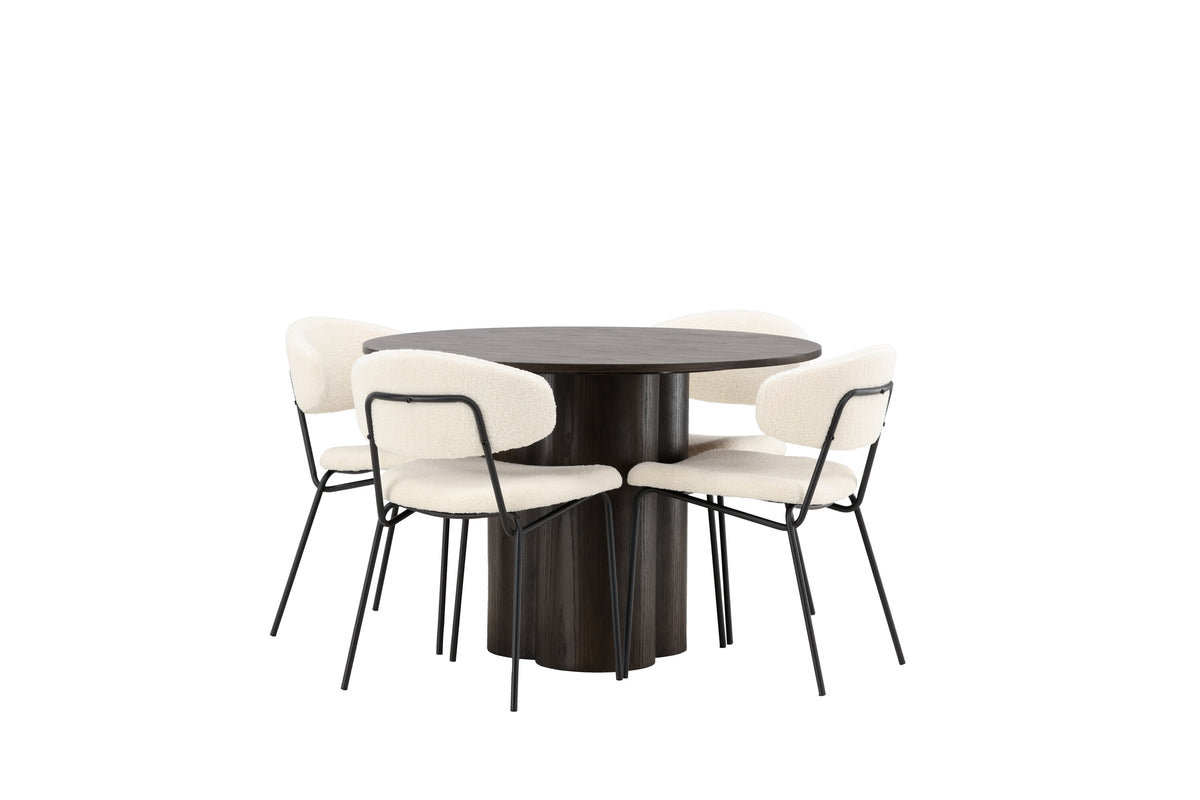Olivia Matbord med Chico Stolarna – Bord: ⌀110 Stol: 57x79x50