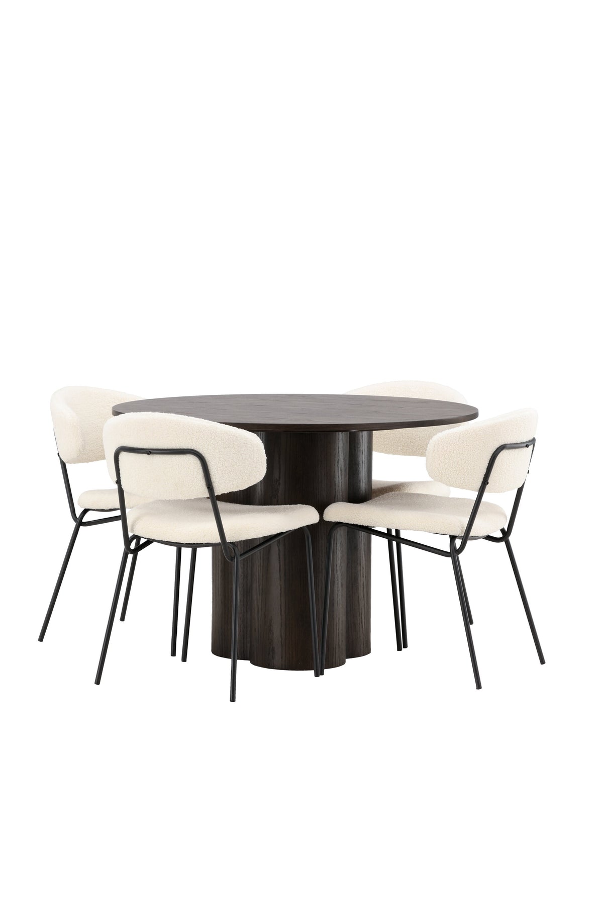 Olivia Matbord med Chico Stolarna – Bord: ⌀110 Stol: 57x79x50