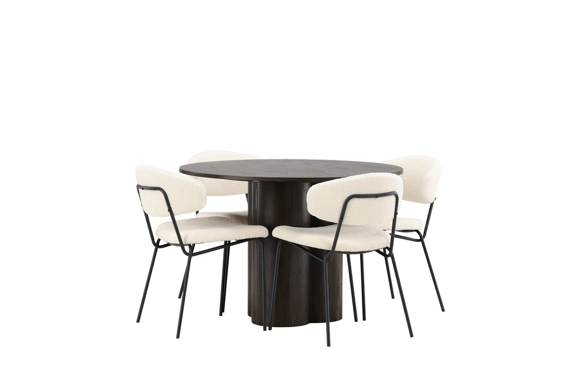 Olivia Matbord med Chico Stolarna – Bord: ⌀110 Stol: 57x79x50