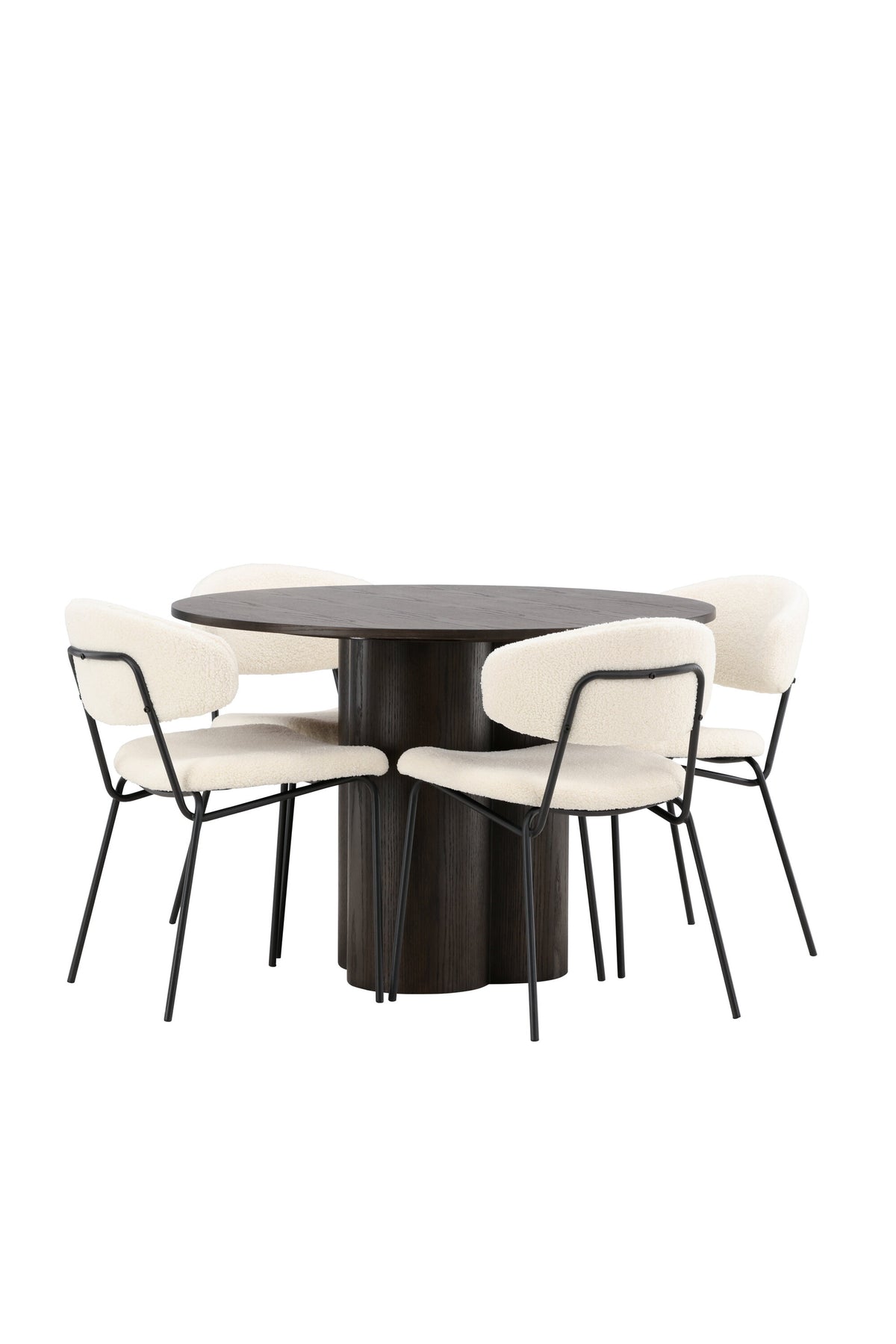 Olivia Matbord med Chico Stolarna – Bord: ⌀110 Stol: 57x79x50