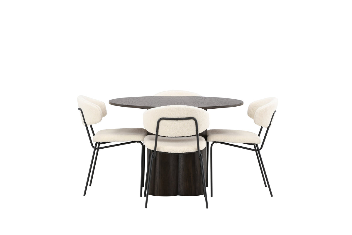 Olivia Matbord med Chico Stolarna – Bord: ⌀110 Stol: 57x79x50