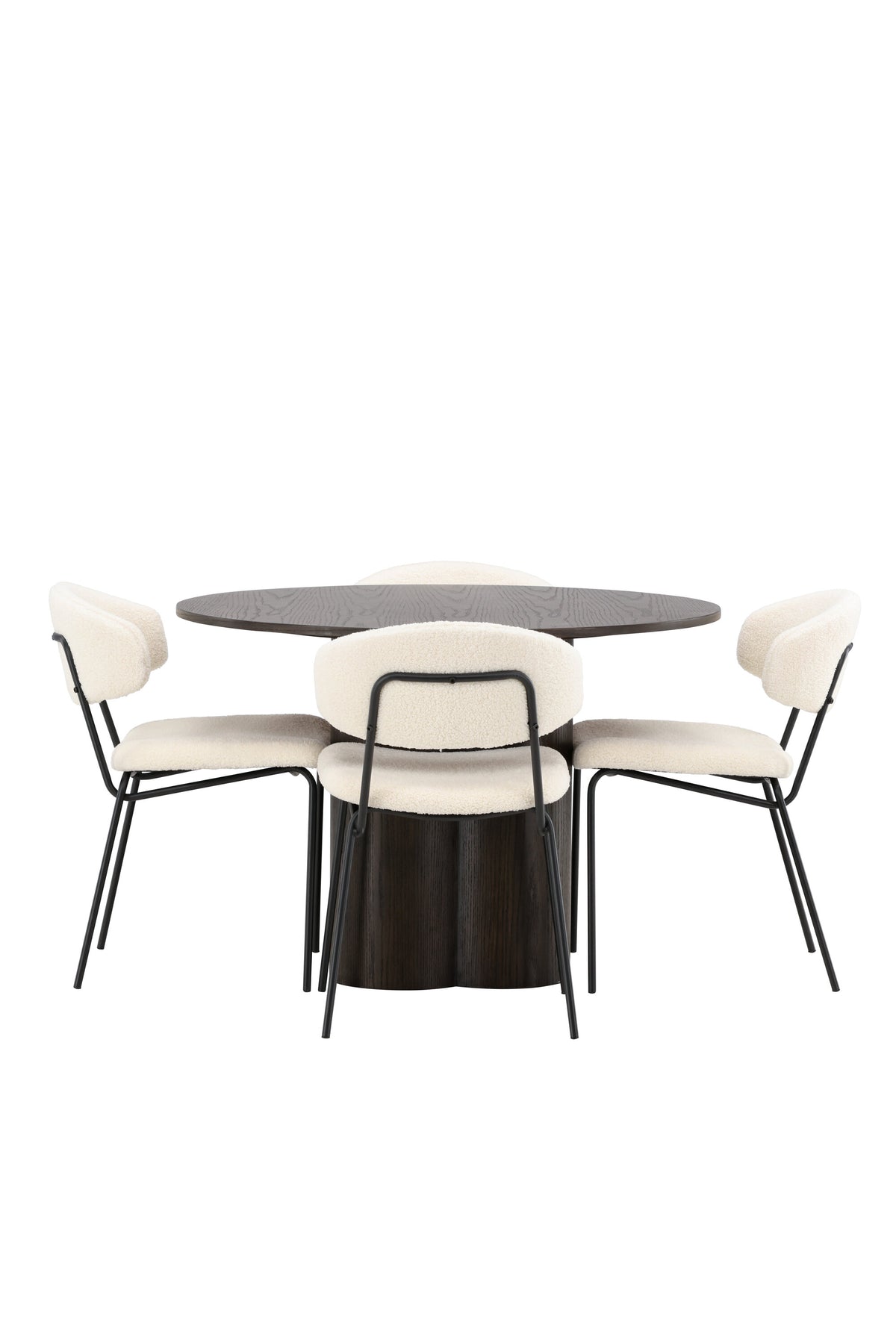 Olivia Matbord med Chico Stolarna – Bord: ⌀110 Stol: 57x79x50