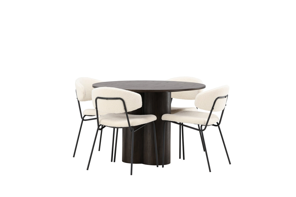 Olivia Matbord med Chico Stolarna – Bord: ⌀110 Stol: 57x79x50