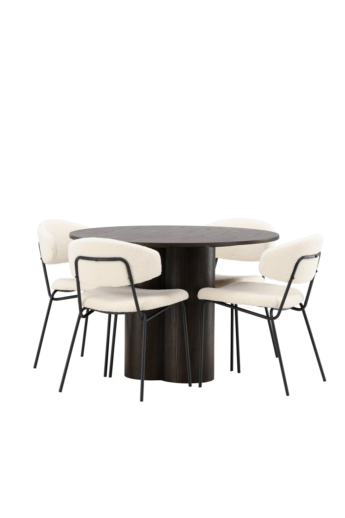 Olivia Matbord med Chico Stolarna – Bord: ⌀110 Stol: 57x79x50