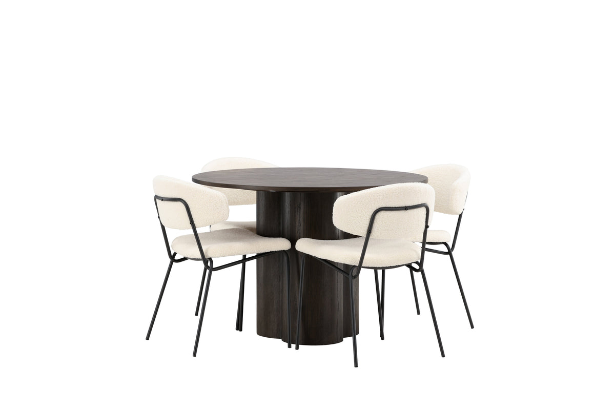 Olivia Matbord med Chico Stolarna – Bord: ⌀110 Stol: 57x79x50