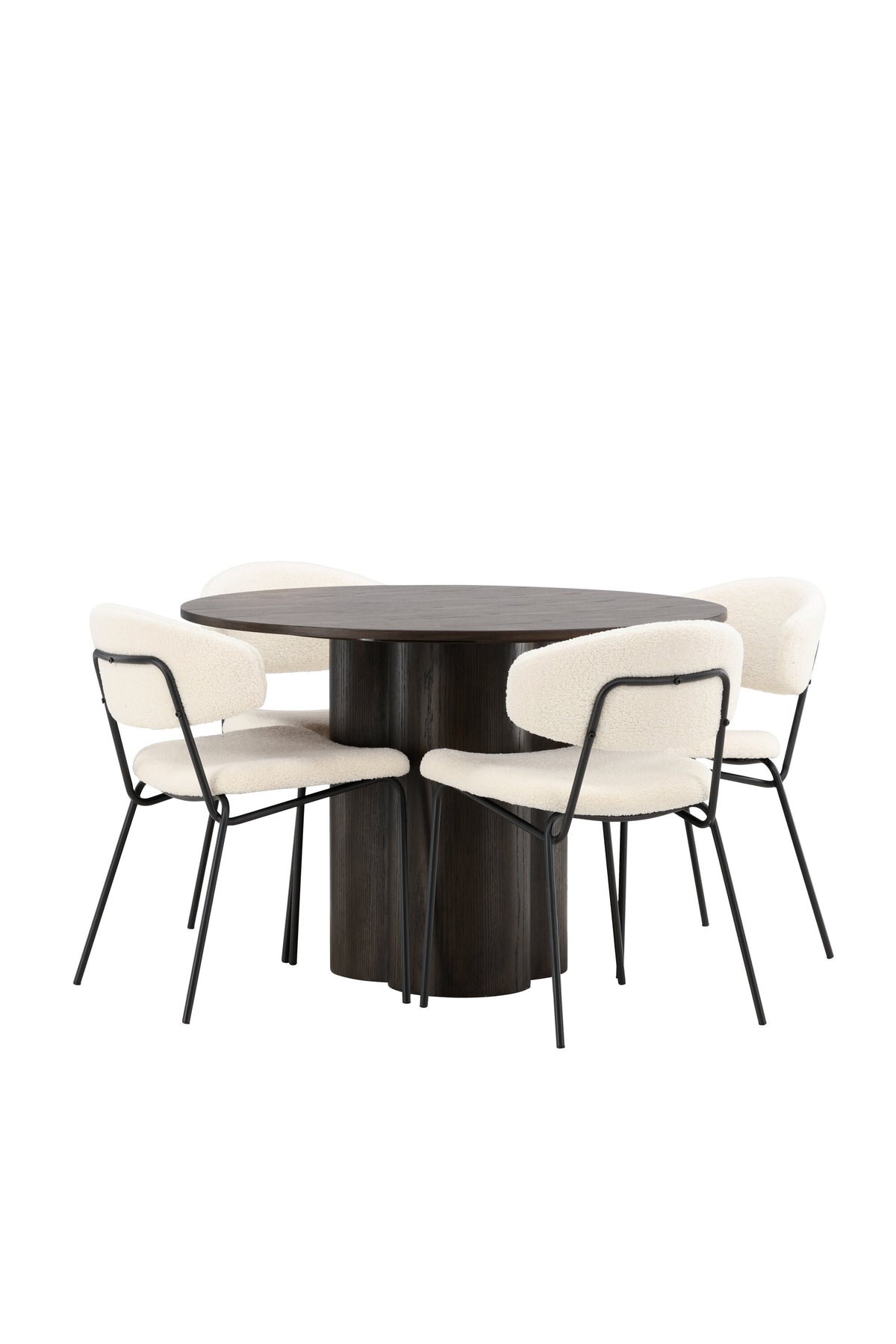 Olivia Matbord med Chico Stolarna – Bord: ⌀110 Stol: 57x79x50