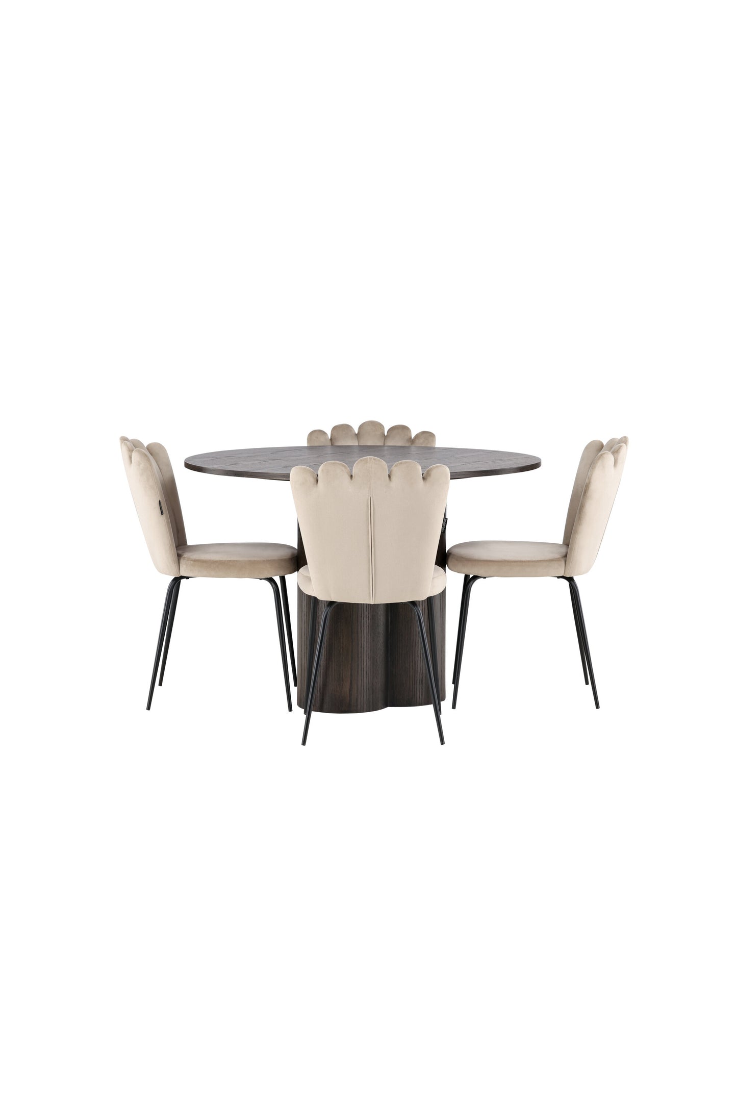 Olivia Matbord med Limhamn Stolarna – Bord: ⌀110 Stol: 42x82x44