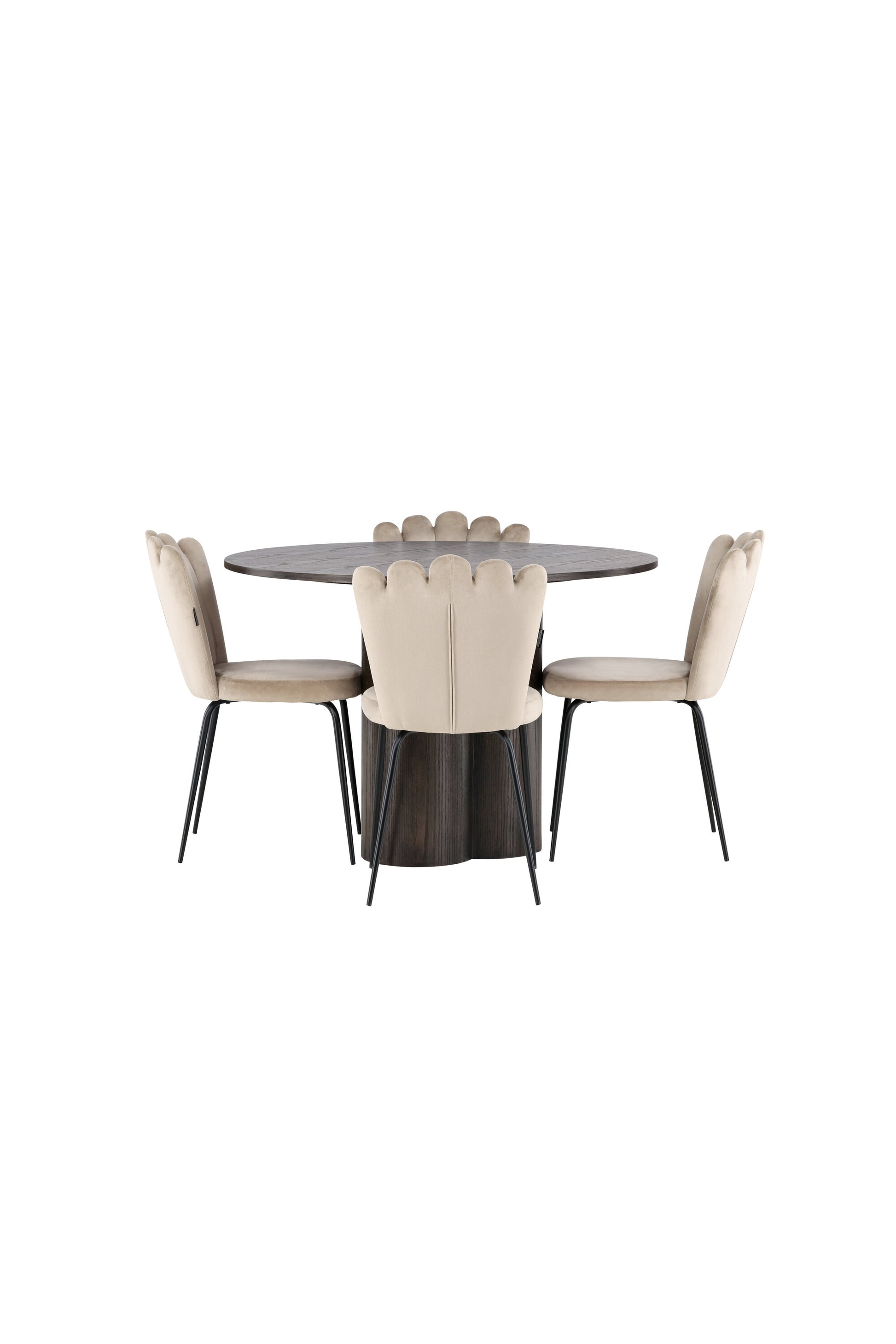 Olivia Matbord med Limhamn Stolarna – Bord: ⌀110 Stol: 42x82x44