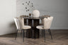 Olivia Matbord med Limhamn Stolarna – Bord: ⌀110 Stol: 42x82x44
