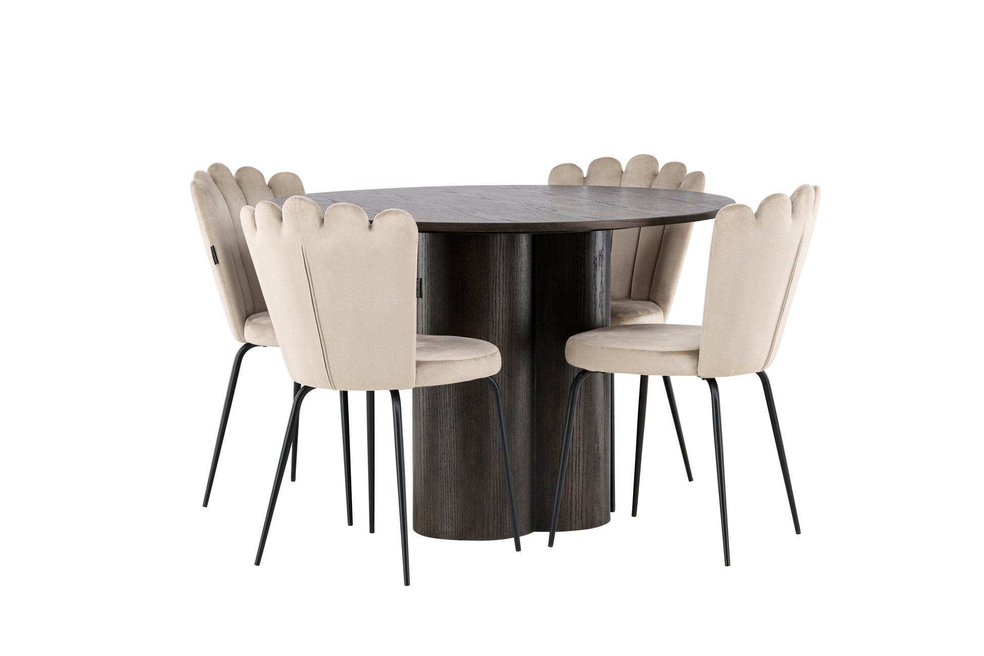 Olivia Matbord med Limhamn Stolarna – Bord: ⌀110 Stol: 42x82x44