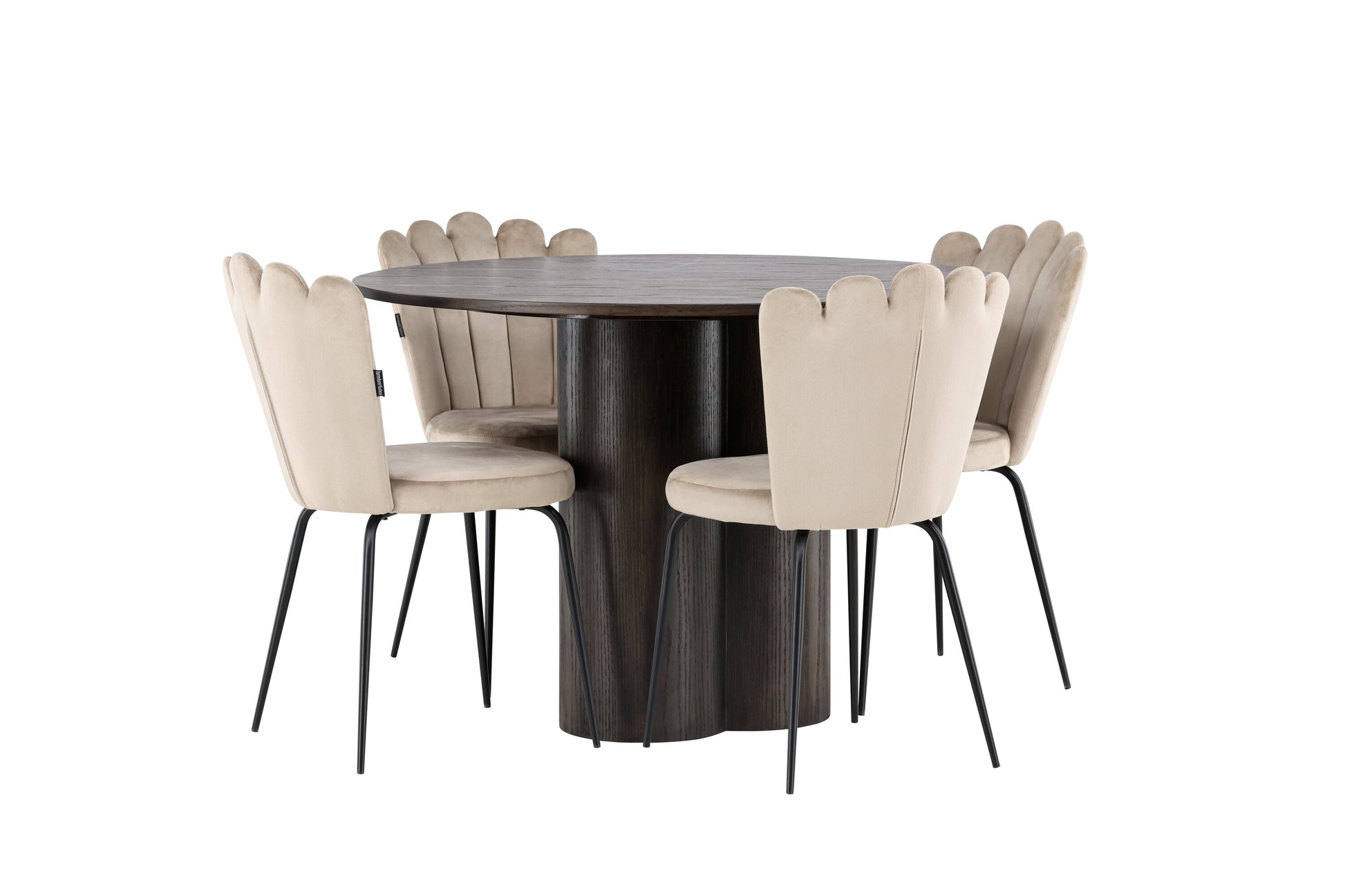 Olivia Matbord med Limhamn Stolarna – Bord: ⌀110 Stol: 42x82x44