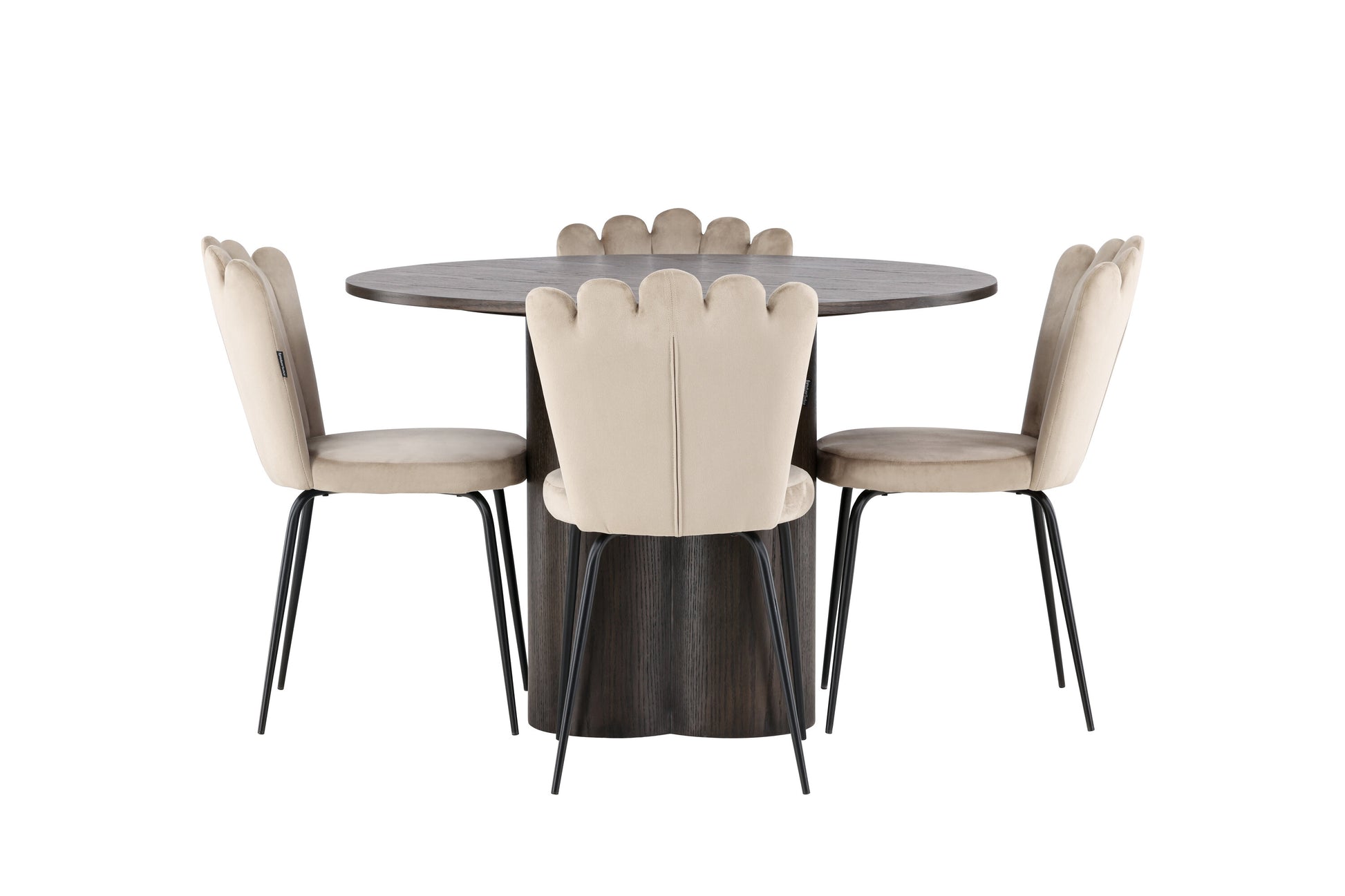 Olivia Matbord med Limhamn Stolarna – Bord: ⌀110 Stol: 42x82x44