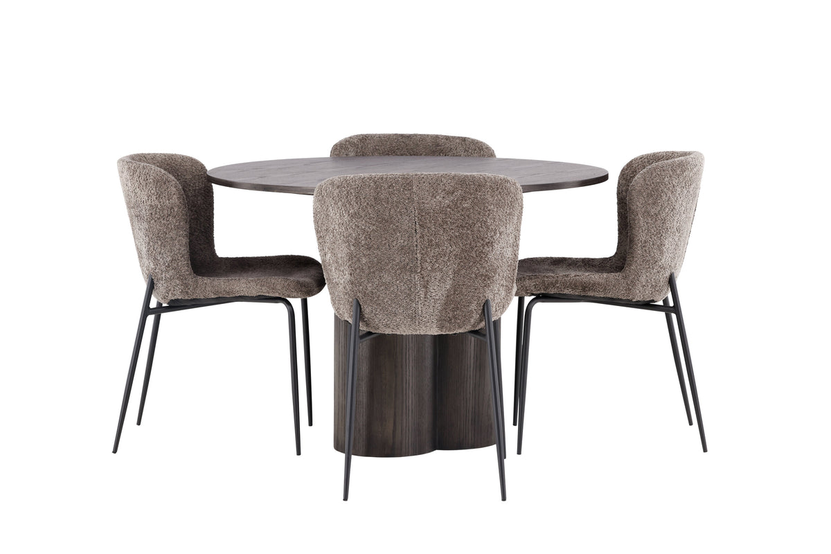 Olivia Matbord med Modesto Stolarna – Bord: ⌀110 Stol: 54x79,5x48
