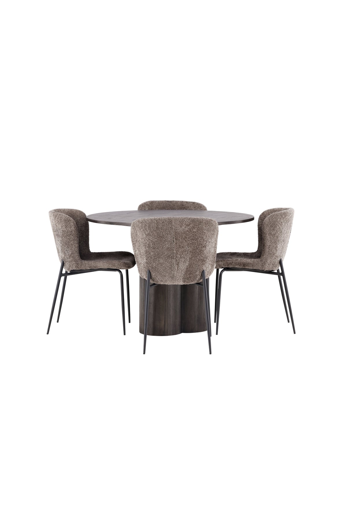 Olivia Matbord med Modesto Stolarna – Bord: ⌀110 Stol: 54x79,5x48