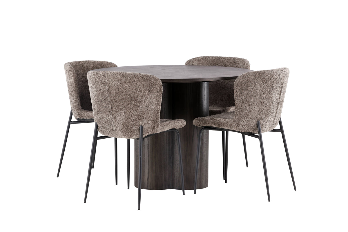 Olivia Matbord med Modesto Stolarna – Bord: ⌀110 Stol: 54x79,5x48