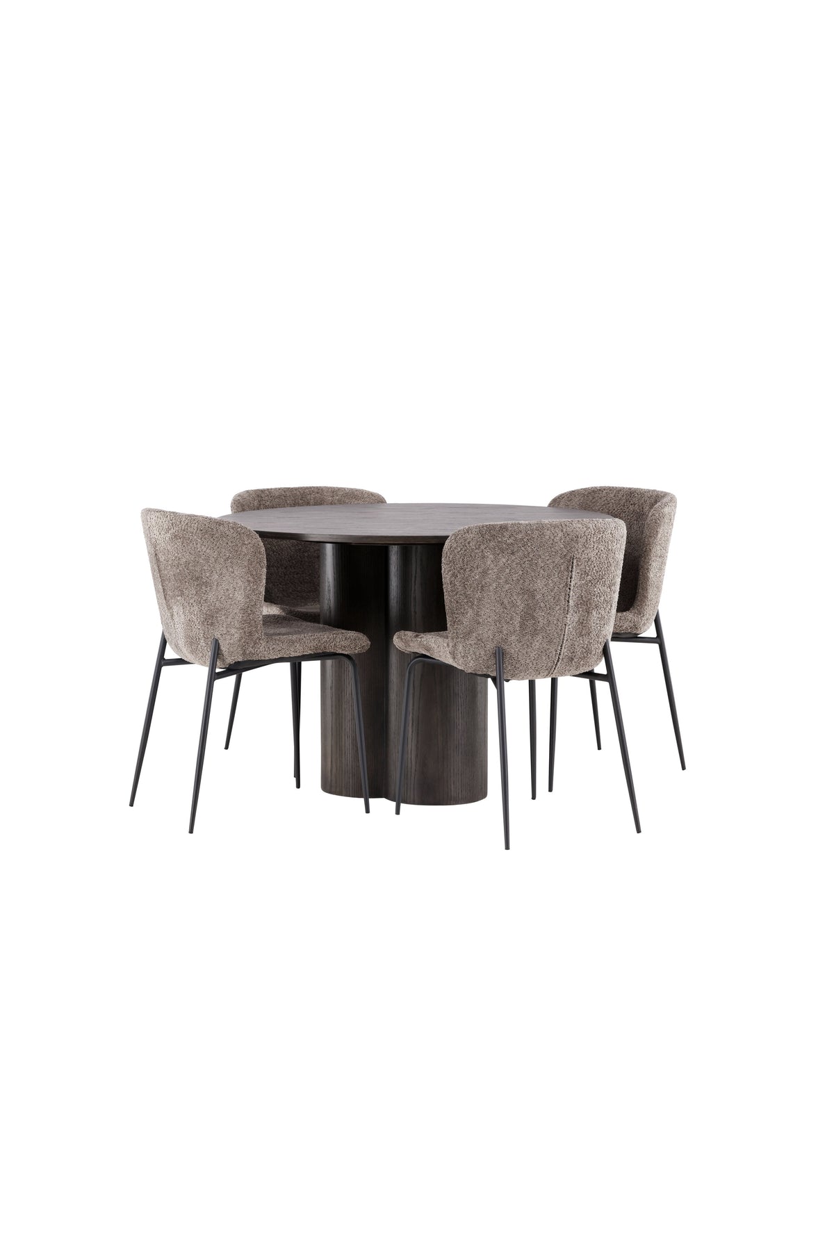 Olivia Matbord med Modesto Stolarna – Bord: ⌀110 Stol: 54x79,5x48