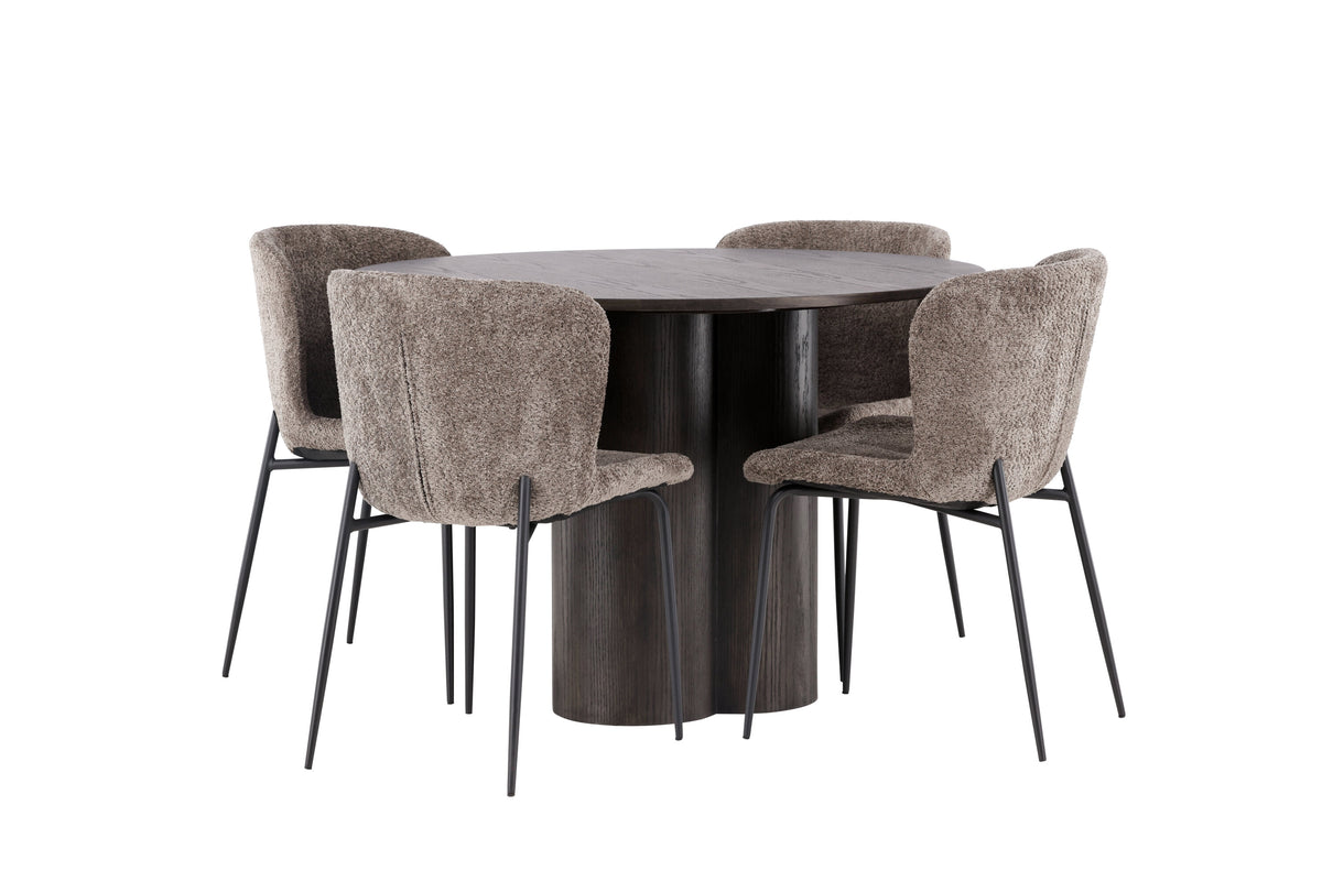 Olivia Matbord med Modesto Stolarna – Bord: ⌀110 Stol: 54x79,5x48