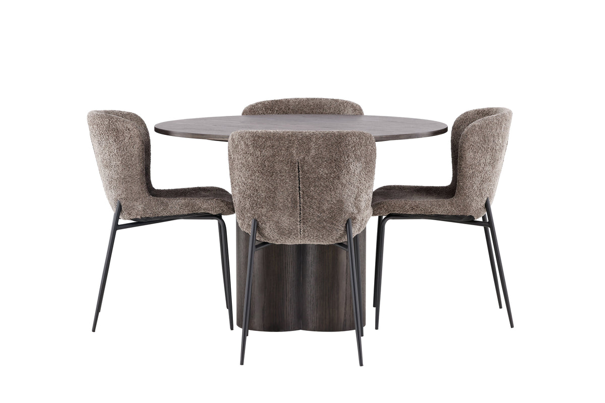 Olivia Matbord med Modesto Stolarna – Bord: ⌀110 Stol: 54x79,5x48