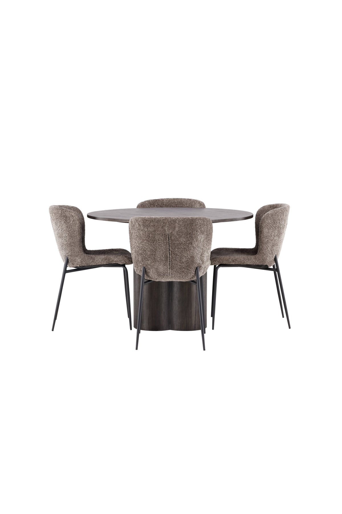 Olivia Matbord med Modesto Stolarna – Bord: ⌀110 Stol: 54x79,5x48