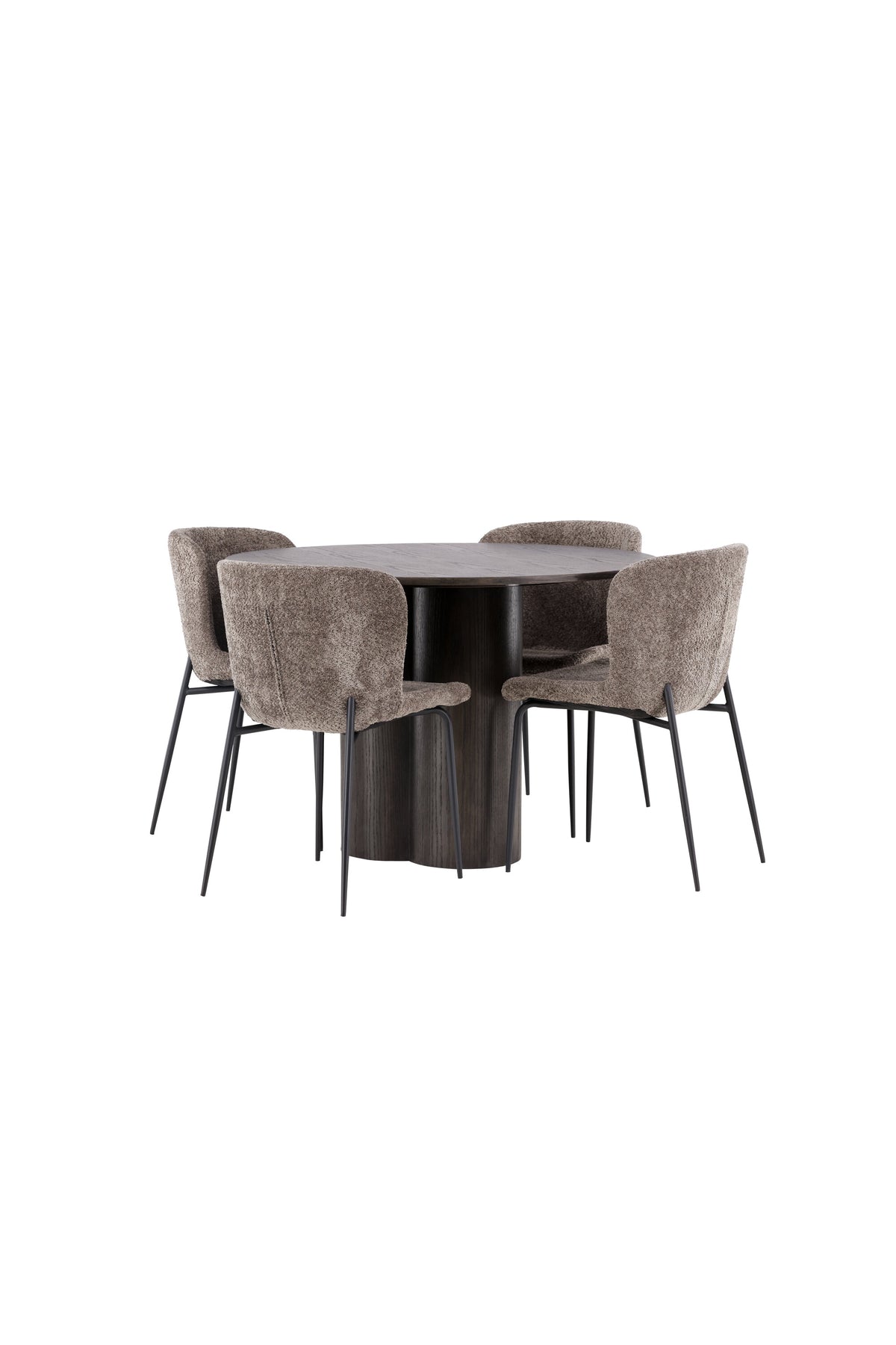 Olivia Matbord med Modesto Stolarna – Bord: ⌀110 Stol: 54x79,5x48