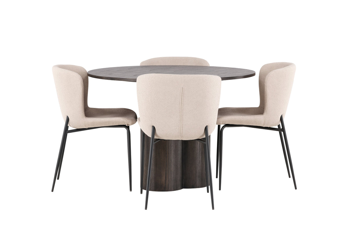Olivia Matbord med Modesto Stolarna – Bord: ⌀110 Stol: 54x79,5x48