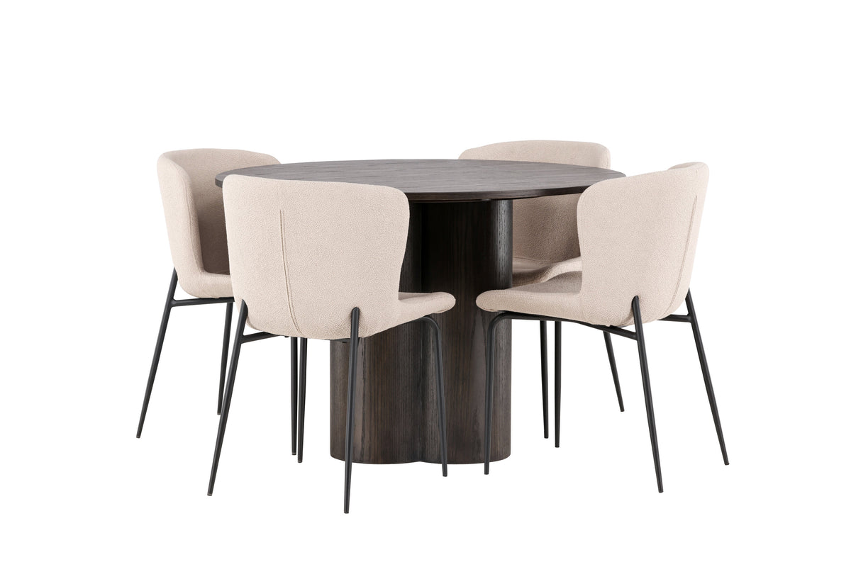 Olivia Matbord med Modesto Stolarna – Bord: ⌀110 Stol: 54x79,5x48