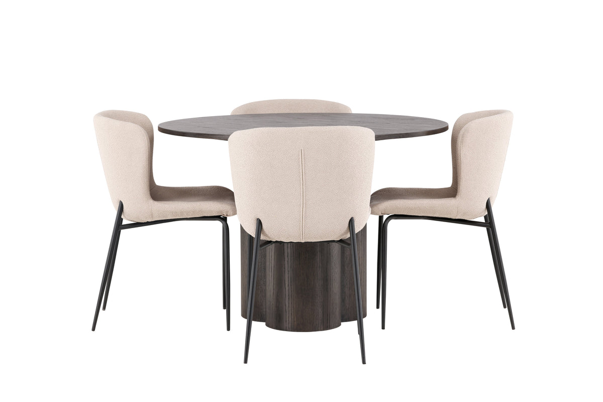 Olivia Matbord med Modesto Stolarna – Bord: ⌀110 Stol: 54x79,5x48
