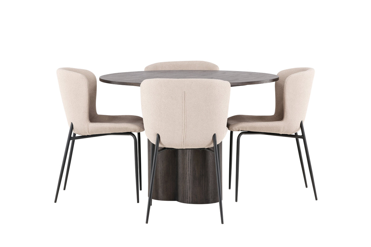 Olivia Matbord med Modesto Stolarna – Bord: ⌀110 Stol: 54x79,5x48