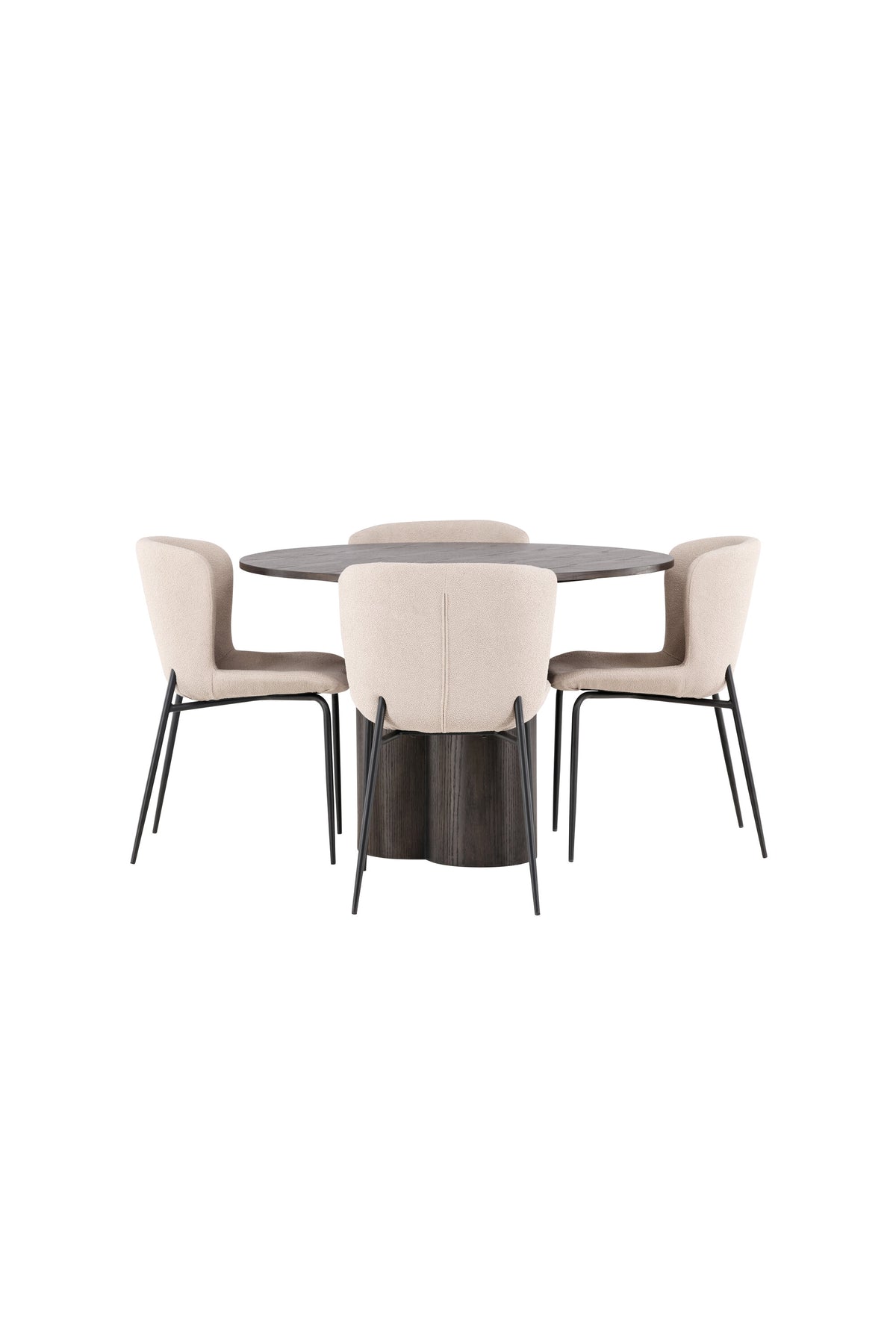 Olivia Matbord med Modesto Stolarna – Bord: ⌀110 Stol: 54x79,5x48