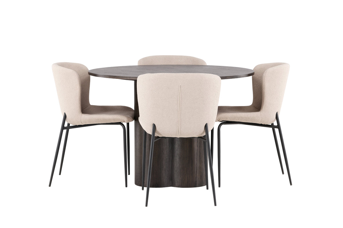 Olivia Matbord med Modesto Stolarna – Bord: ⌀110 Stol: 54x79,5x48