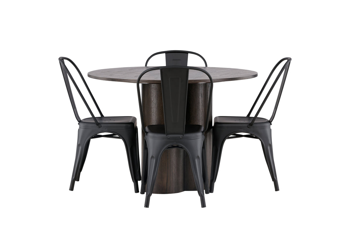 Olivia Matbord med Tempe Stolarna – Bord: ⌀110 Stol: 53x85x45