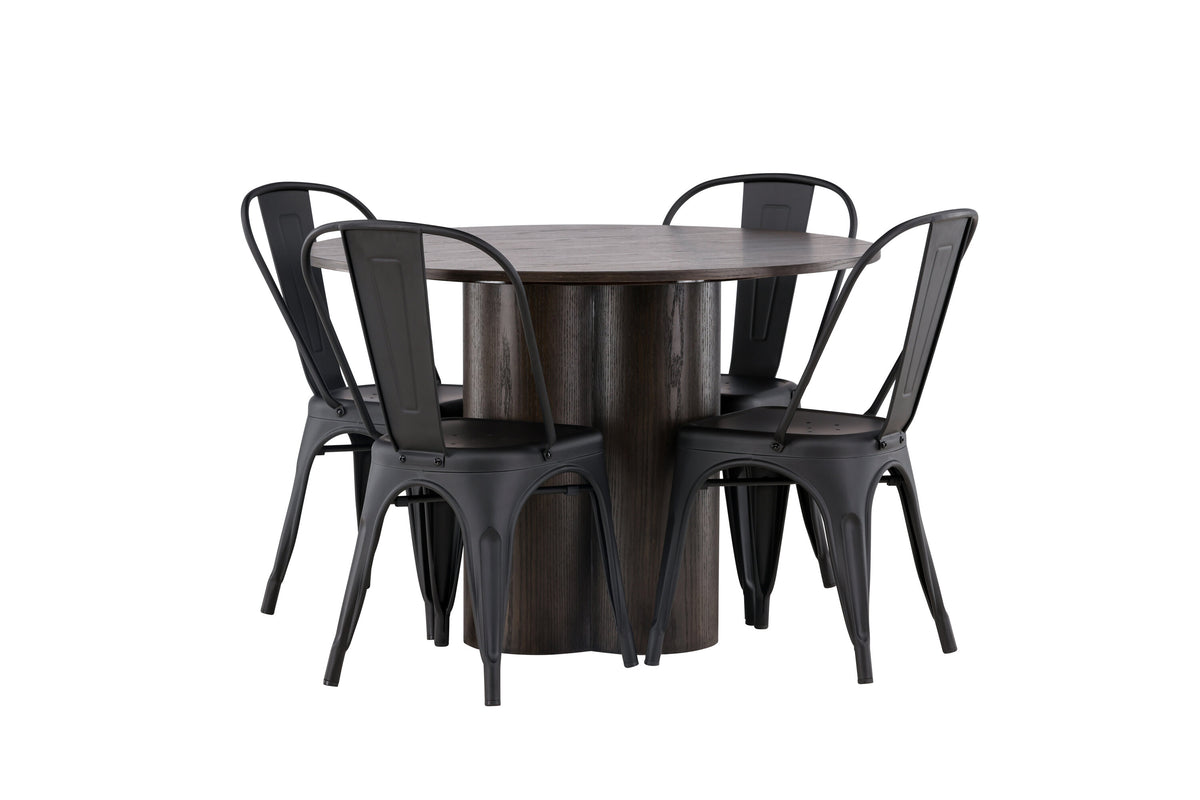 Olivia Matbord med Tempe Stolarna – Bord: ⌀110 Stol: 53x85x45