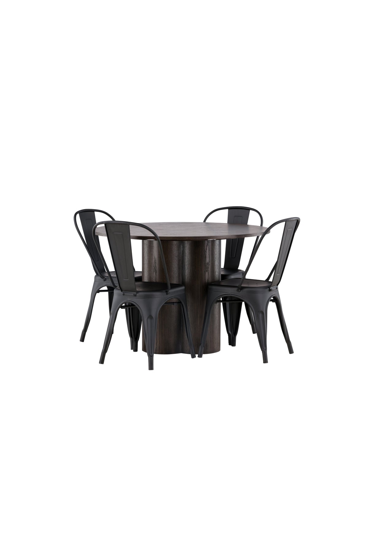 Olivia Matbord med Tempe Stolarna – Bord: ⌀110 Stol: 53x85x45