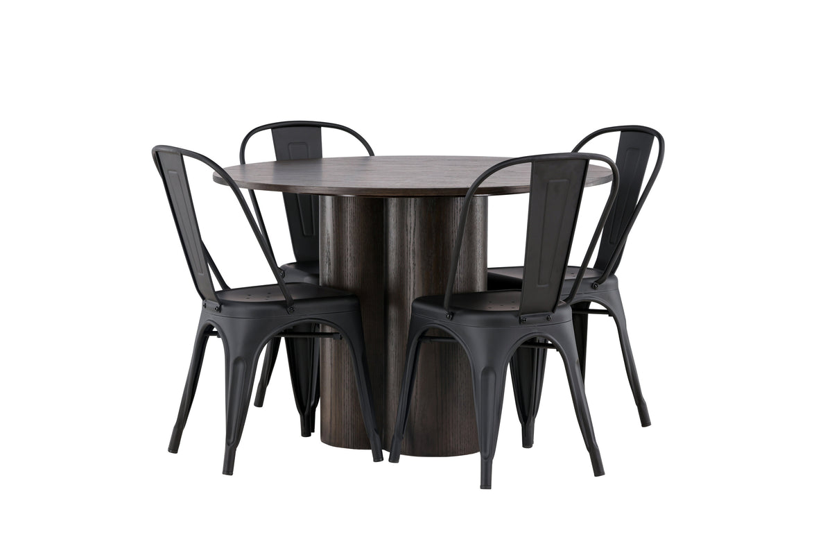 Olivia Matbord med Tempe Stolarna – Bord: ⌀110 Stol: 53x85x45