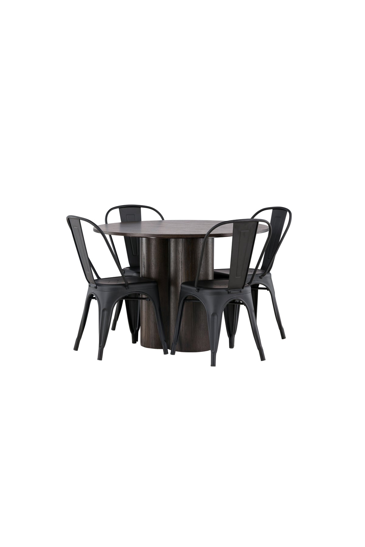 Olivia Matbord med Tempe Stolarna – Bord: ⌀110 Stol: 53x85x45