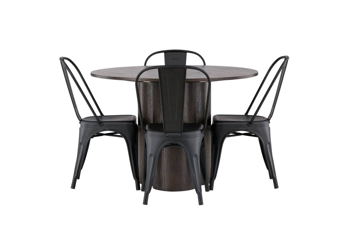 Olivia Matbord med Tempe Stolarna – Bord: ⌀110 Stol: 53x85x45