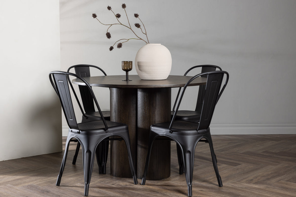 Olivia Matbord med Tempe Stolarna – Bord: ⌀110 Stol: 53x85x45