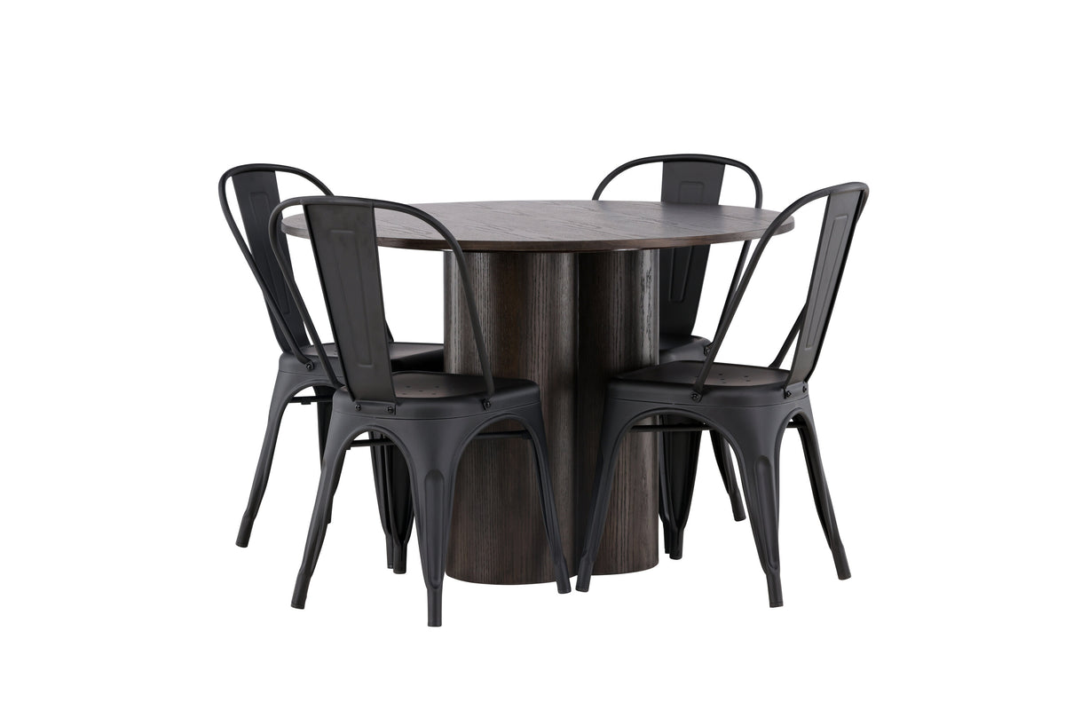 Olivia Matbord med Tempe Stolarna – Bord: ⌀110 Stol: 53x85x45