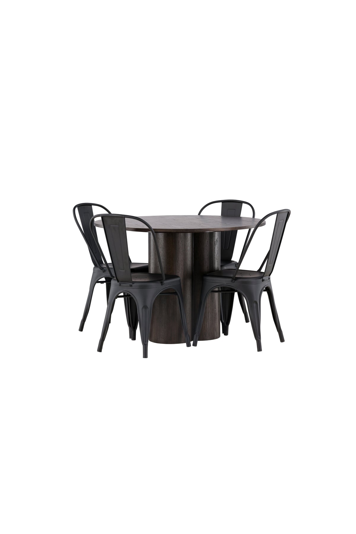 Olivia Matbord med Tempe Stolarna – Bord: ⌀110 Stol: 53x85x45