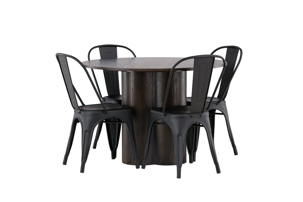 Olivia Matbord med Tempe Stolarna – Bord: ⌀110 Stol: 53x85x45