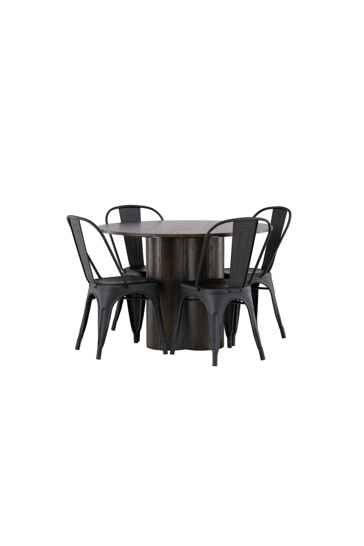 Olivia Matbord med Tempe Stolarna – Bord: ⌀110 Stol: 53x85x45