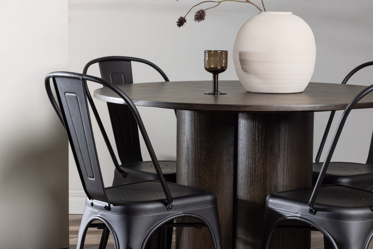 Olivia Matbord med Tempe Stolarna – Bord: ⌀110 Stol: 53x85x45