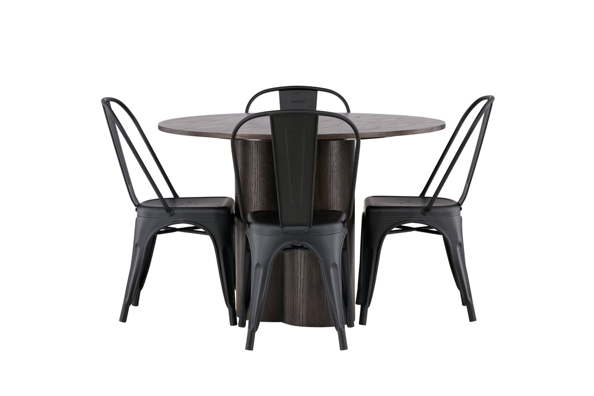 Olivia Matbord med Tempe Stolarna – Bord: ⌀110 Stol: 53x85x45