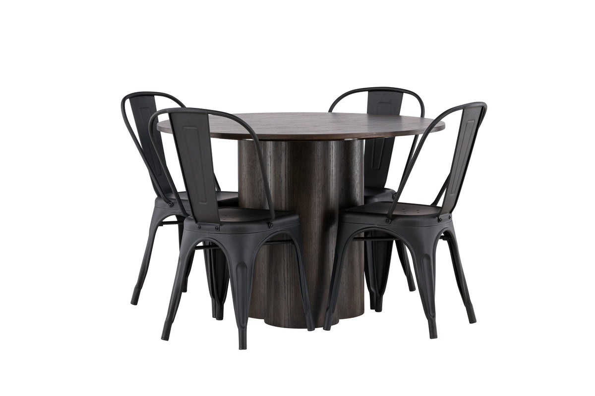 Olivia Matbord med Tempe Stolarna – Bord: ⌀110 Stol: 53x85x45