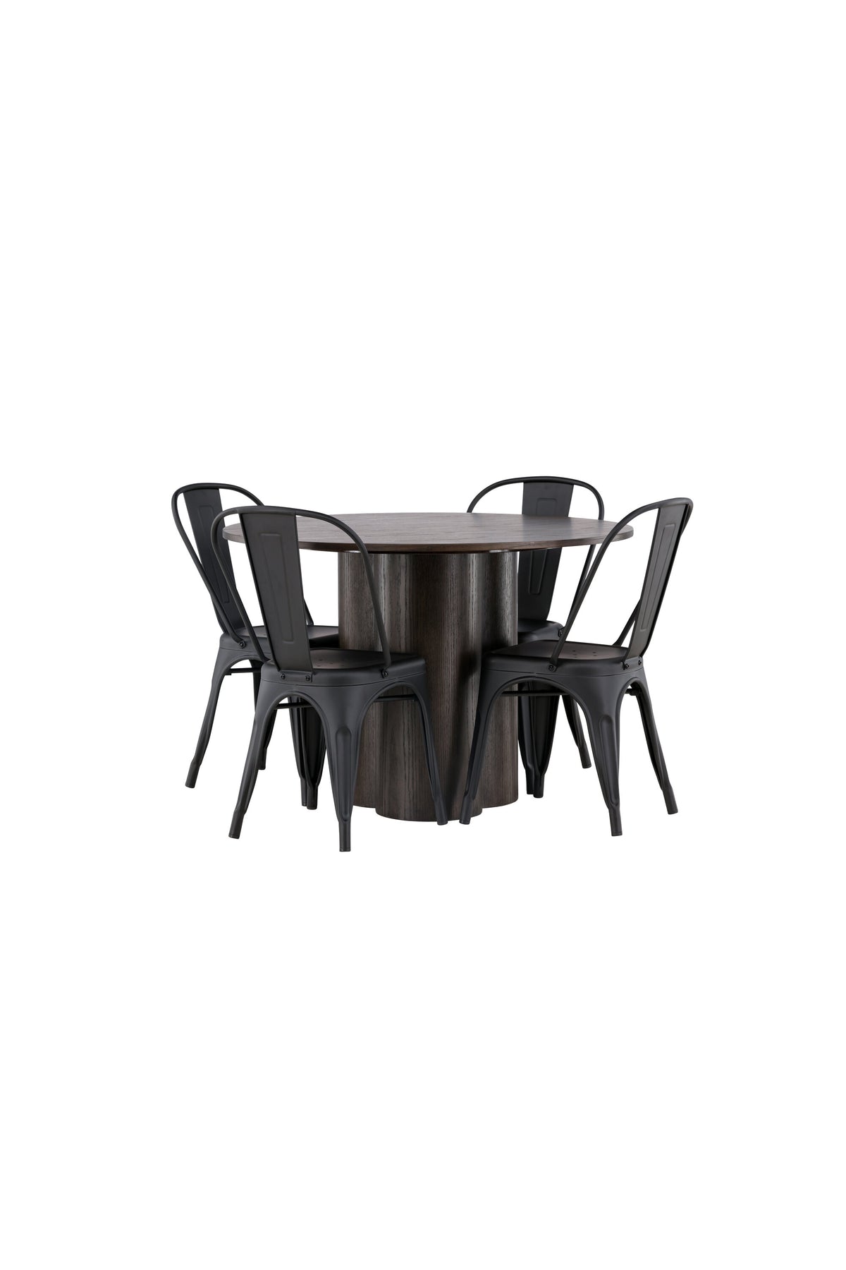 Olivia Matbord med Tempe Stolarna – Bord: ⌀110 Stol: 53x85x45