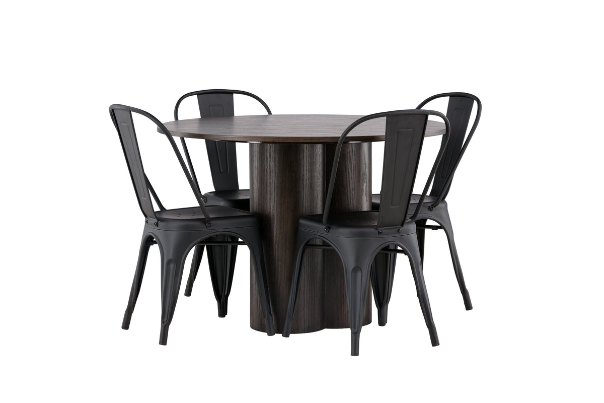 Olivia Matbord med Tempe Stolarna – Bord: ⌀110 Stol: 53x85x45