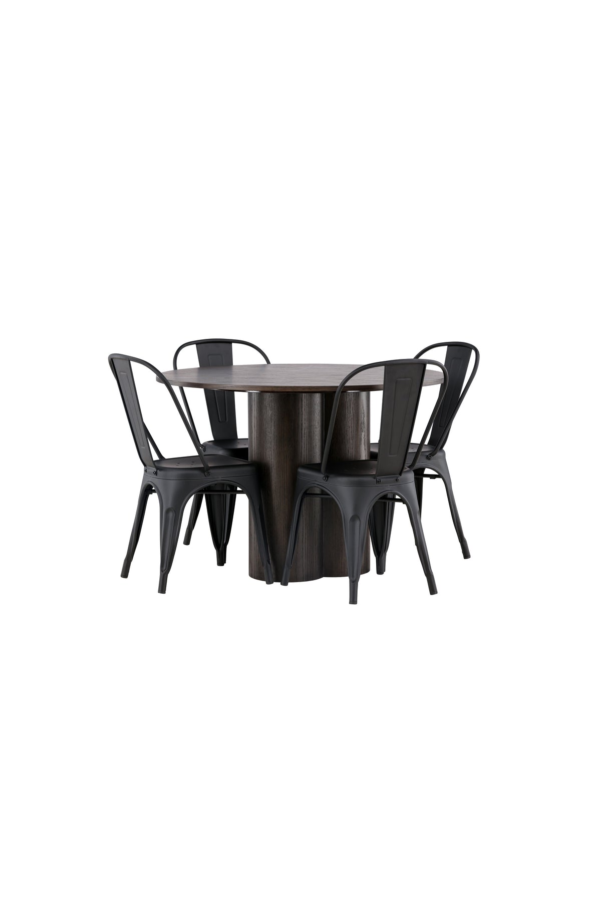 Olivia Matbord med Tempe Stolarna – Bord: ⌀110 Stol: 53x85x45