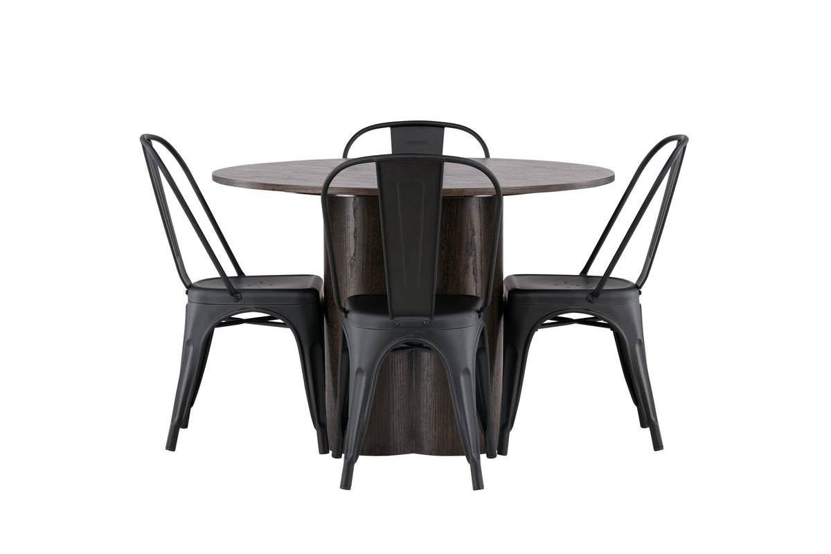 Olivia Matbord med Tempe Stolarna – Bord: ⌀110 Stol: 53x85x45